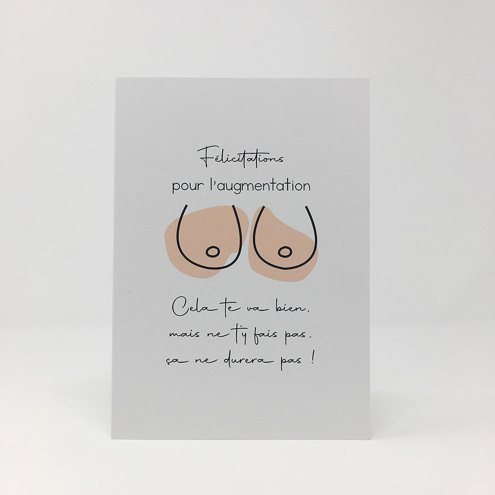 devanture carte de souhait blanche motif de seins